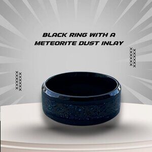 Black Tungsten Carbide Ring With Meteorite Dust Inlay
